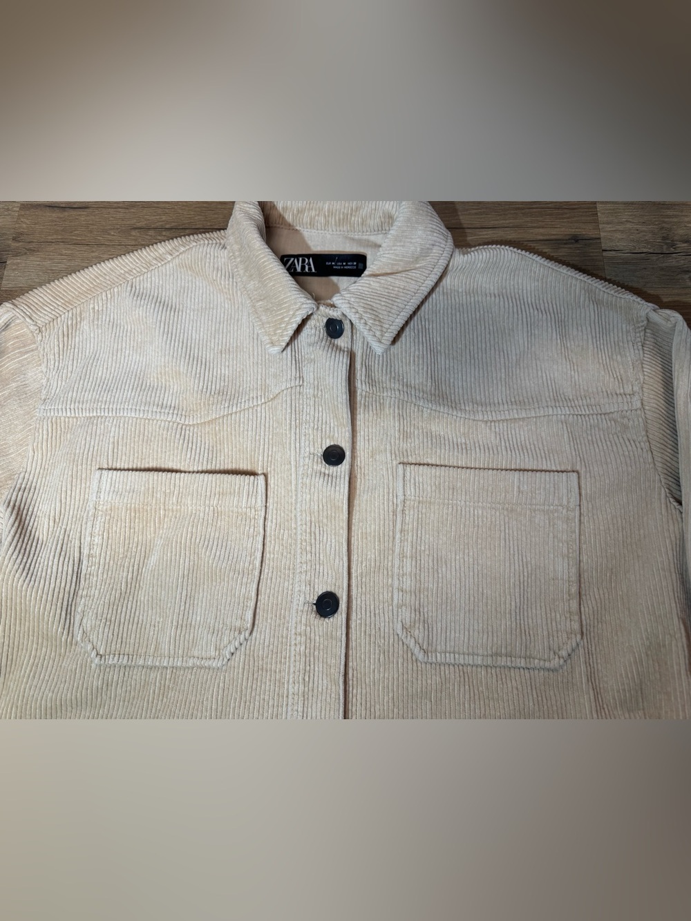 ZARA Beige Corduroy Button-Front Jacket